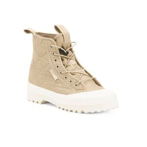 Superga Alpine Quilted Nylon High Top Sneakers Grey Fossil Women's Size 8 NEW